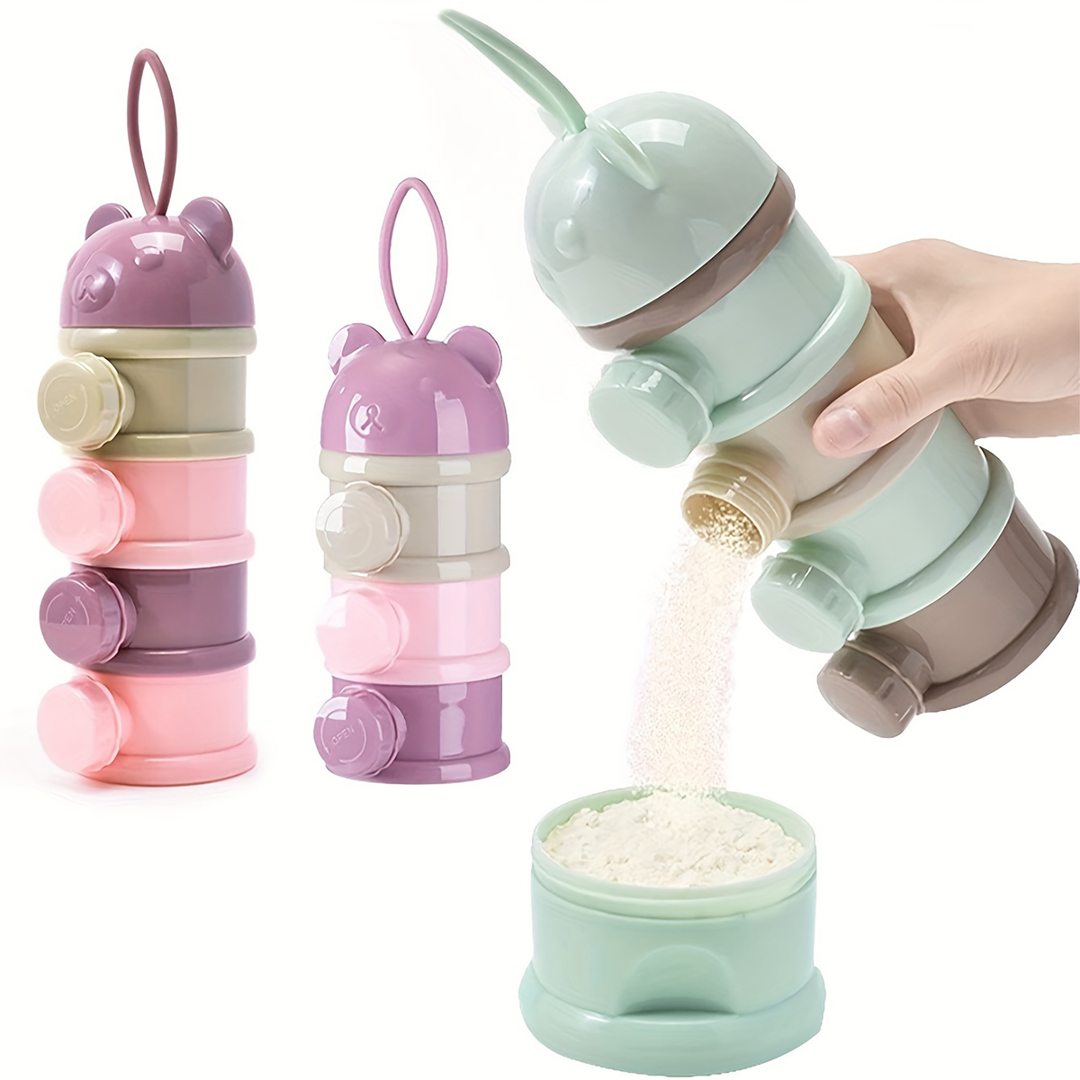 Baby Food Options - 스트랩이 있는 대용량 아기 분유 용기,