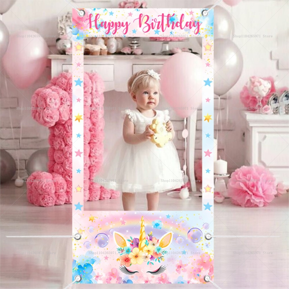 Baby Food Newborn - 유니콘 테마 사진 부스 프레임 소품