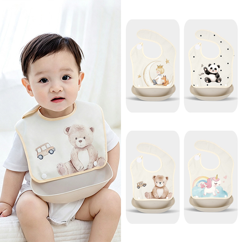 Baby Food Apron - 아기 탈부착 가능한 방수 턱받이, 분리형