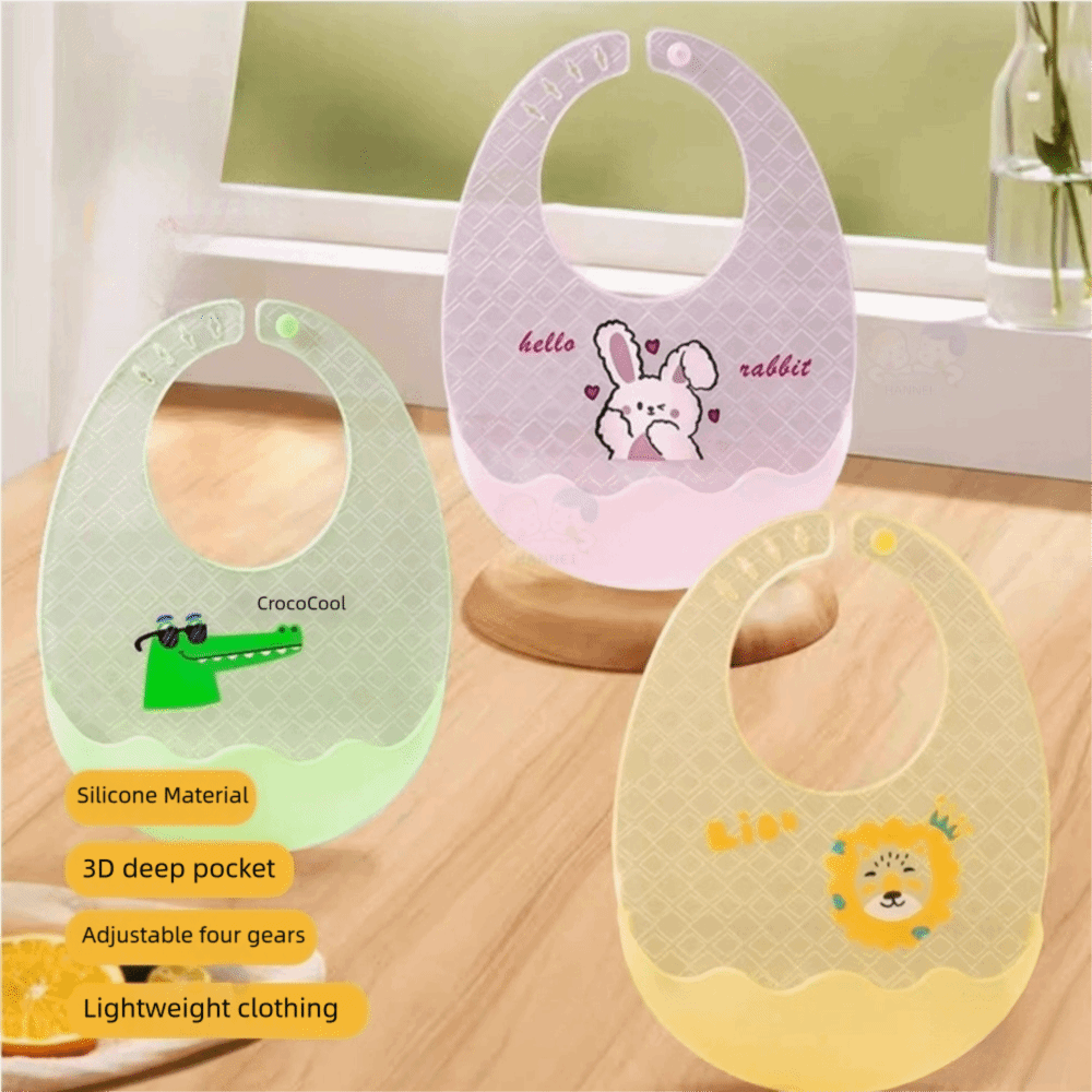 Baby Food Apron - 귀여운 방수 아기 턱받이 실리콘 소프트