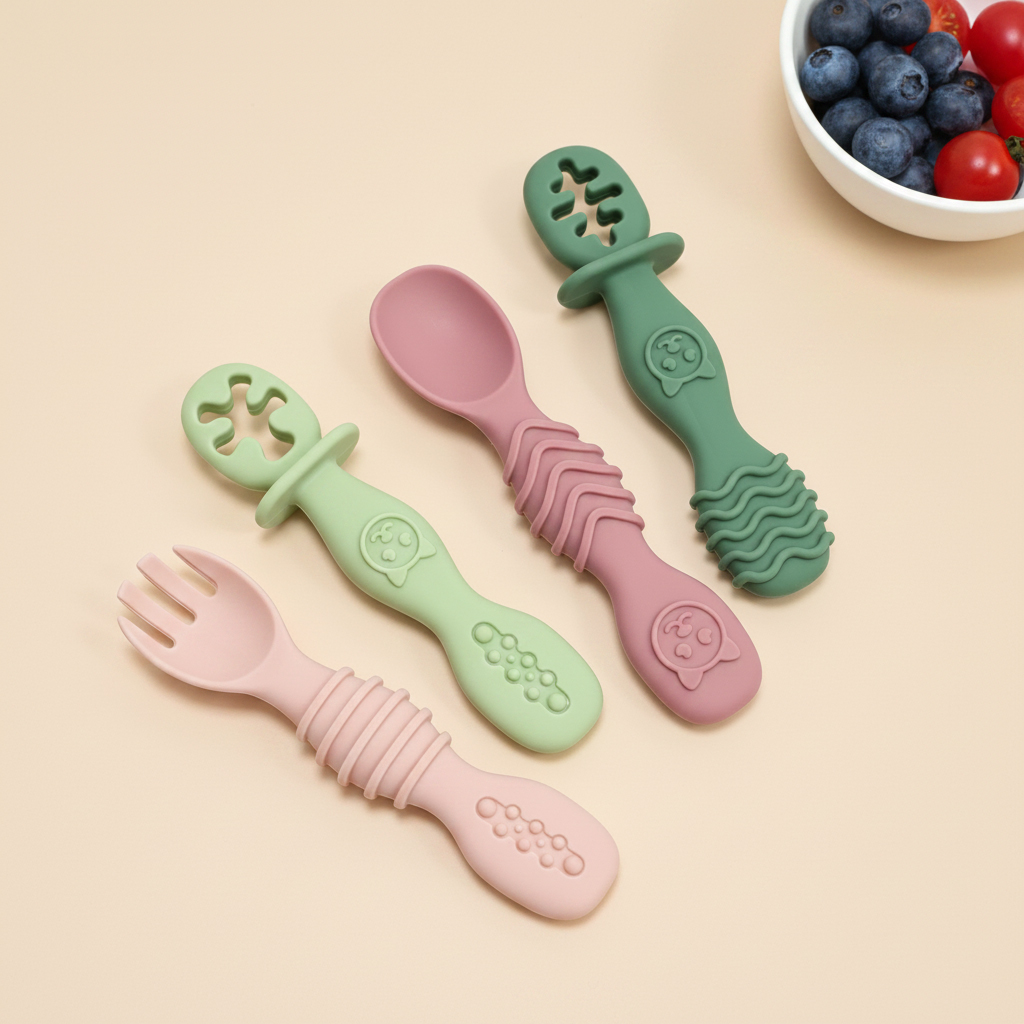 4개입 모듬 실리콘 스푼 세트, 토끼 무늬 속이 빈 디 - Baby Food Newborn 리뷰 및 가격