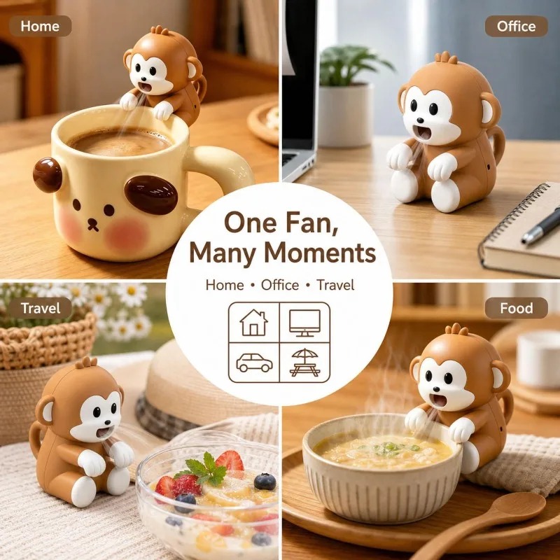 휴대용 원숭이 모양 음식 냉각 팬 USB 충전식 3단  - Baby Food For Travelling 리뷰 및 가격