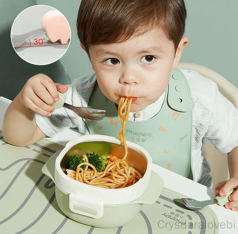 1setElephant 짧은 포크 스푼 세트 아기 훈련 - Baby Food Eating 리뷰 및 가격