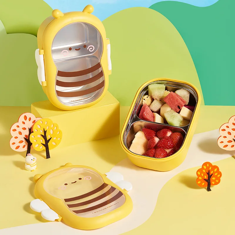 학생용 휴대용 도시락 상자, 귀여운 꿀벌 도시락 상자, - Baby Food Options 리뷰 및 가격