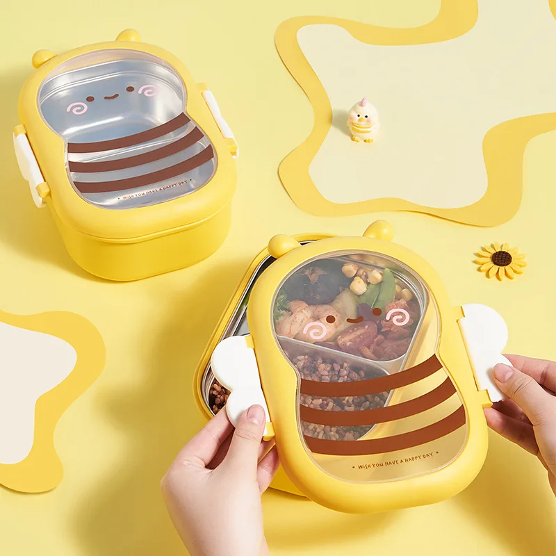 학생용 휴대용 도시락 상자, 귀여운 꿀벌 도시락 상자, - Baby Food Options 리뷰 및 가격